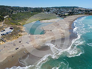 Moonstone Beach, central California coast from the air