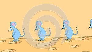 Moonwalk. Mice dance on a piece of cheese.