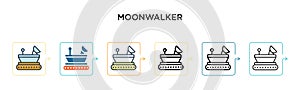 Moonwalker vector icon in 6 different modern styles. Black, two colored moonwalker icons designed in filled, outline, line and