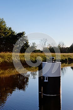 Moor buoy marker float, Canal Leuven Mechelen, Wijgmaal, Belgium