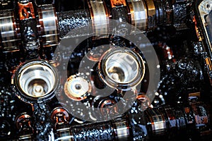 Moor carbonization, detail on disassembled car engine.