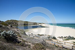 Moore river ocean beach in Western Australia