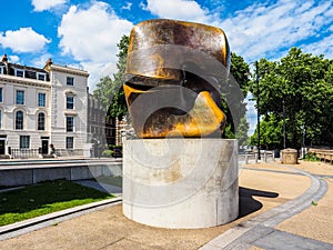 Moore sculpture titled Locking Piece in London, hdr