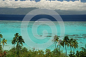 Moorea lagoon and Tahiti island. French Polynesia