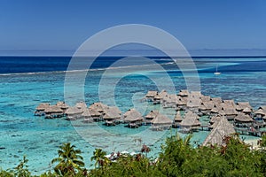 Moorea lagoon view on Tahiti on overwater bungalow