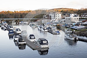 Moored Boats In Marina River Leven Balloch Loch Lomond Scotland