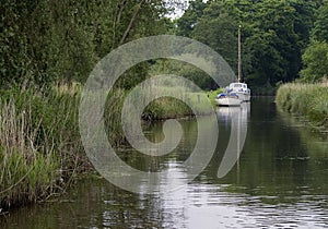 Moored boats in river photo