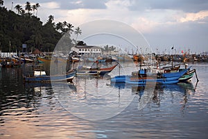 Moored colorful fishing boats