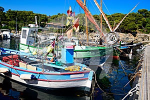 Moored Fishing Boat in a harbor at CÃ´te D\' azur