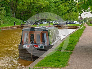 Moored narrowboat near the Red Bull Lock