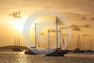 Moored Sailboats in a St. Martin Harbor II