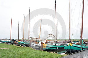 Moored sailing boats in Sloten.