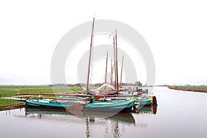 Moored sailing boats in Sloten.