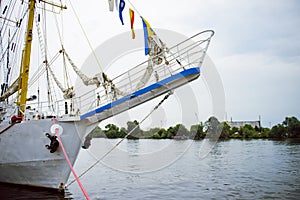 Moored sailing ships