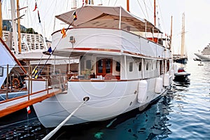 Moored two-tiers classic ship in Monaco