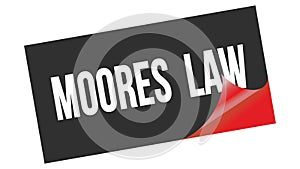 MOORES  LAW text on black red sticker stamp