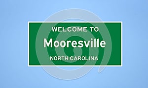 Mooresville, North Carolina city limit sign. Town sign from the USA.