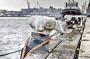 Mooring bollard in the port of Rotterdam