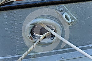 Mooring lines in a cleat hole