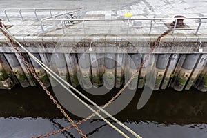 Mooring lines. Ropes and chains or hawsers for ship docking