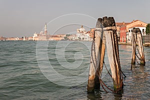 Mooring post in Grand Canal in Venice