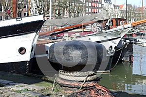 Mooring post in harbour dordrecht the netherlands