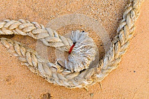 Mooring rope on sand