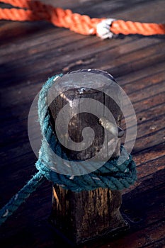 Mooring rope tied to dock