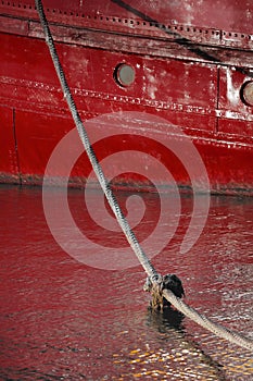 Mooring Rope to Red Tugboat