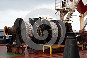 mooring winches at the poop deck