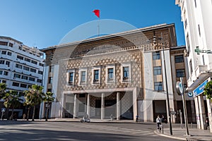 Moorish Art Deco building of the Bank al Maghrib in Casablanca