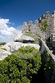 Moorish Castle stone wall at Sintra