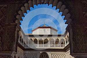 Moorish dome through in the pointed arch in Seville, Spain, Euro