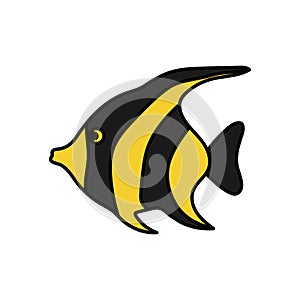 moorish idol fish icon design template vector illustration