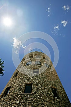 Moorish lookout tower in Puerto Banus Spain