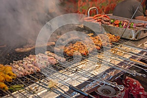 Moorish pinchos stand in the Jemaa el Fna square in Marrakech, Morocco, Africa photo