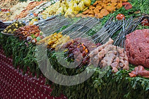 Moorish pinchos stand in the Jemaa el Fna square in Marrakech, Morocco, Africa photo