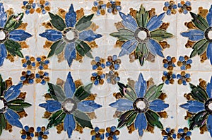 Moorish style ceramic tiles with colourful geometrical patterns from Seville photo