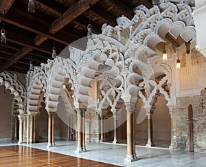 Moorish-Taifa halls in Aljaferia Palace in Zaragoza photo