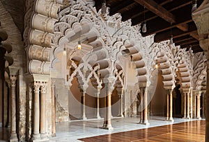 Moorish-Taifa halls in Aljaferia Palace in Zaragoza photo