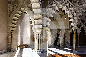 The Moorish-Taifa north side halls, Aljaferia Palace, Zaragoza, Aragon, Spain