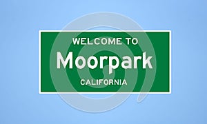 Moorpark, California city limit sign. Town sign from the USA.