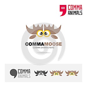 Moose animal concept icon set and modern brand identity logo template and app symbol based on comma sign