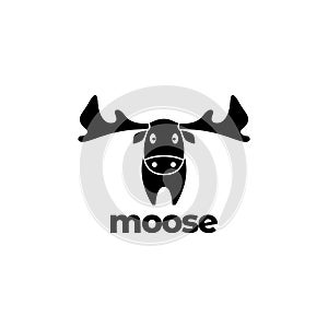 Moose animal forest cute black mascot logo design vector