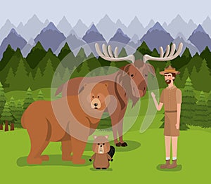 Moose bear beaver and ranger design