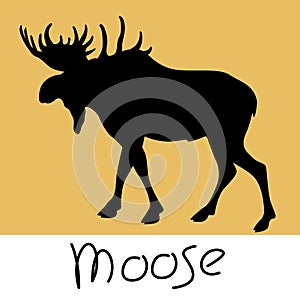 moose black silhouette profile side vector illustration