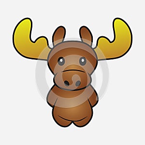 Moose cartoon. Elk. Forest horned animal. Sample for soft toys. Print for clothes, t-shirts. Vector.