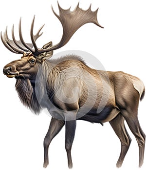 Moose, Close-up colored-pencil sketch of Elk (Moose), Alces alces. AI-Generated.
