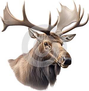 Moose, Close-up colored-pencil sketch of Elk (Moose), Alces alces. AI-Generated.