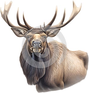 Moose, Close-up colored-pencil sketch of Elk (Moose), Alces alces. AI-Generated.